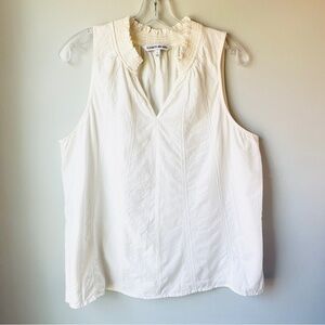 🏷️ 2/$20 Elizabeth and James Ruffled Neck Pintuck Sleeveless Blouse